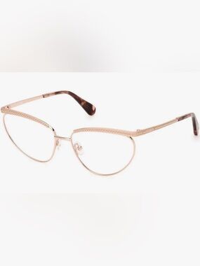 Max & Co gold rimmed cat eye rx glasses w/ red pouch and cleansing cloth